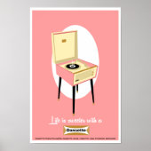 Retro Dansette roze platenspeler Pop Art poster (Voorkant)