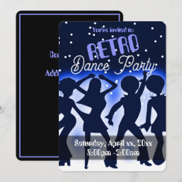 Retro Dansfeest Blauw Kaart