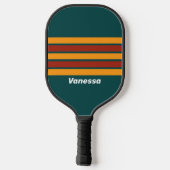 Retro Dark Blauwgroen Splash Over Striping Met Naa Pickleball Paddle (Achterkant)