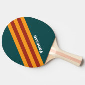 Retro Dark Blauwgroen Splash Stripes met Naam Tafeltennisbatje (Zijkant)