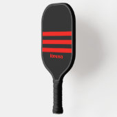 Retro Dark Drie Dwars Strepen met Naam Pickleball Paddle (Links)