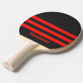 Retro Dark Drie Dwars Strepen met Naam Tafeltennisbatje (Voorkant Gekanteld)