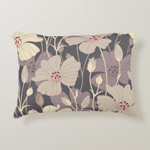 Retro Dark Floral: naadloos patroon Accent Kussen