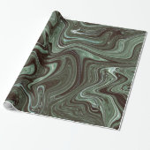 Retro Dark Green Marble Cadeaupapier (Uitgerold)
