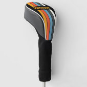 Retro Dark Rainbow Pin Striped with Name Golfheadcover (Schuin)