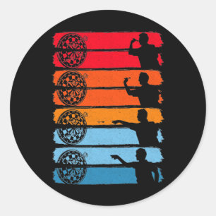 Retro Dart Throwing Dartboard Bullseye Darts Ronde Sticker
