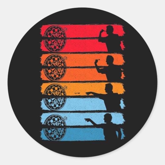 Retro Dart Throwing Dartboard Bullseye Darts Ronde Sticker (Voorkant)