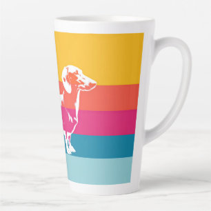 Retro Das Silhouet – Kleurrijke Pop-Hond Kunst Latte Mok