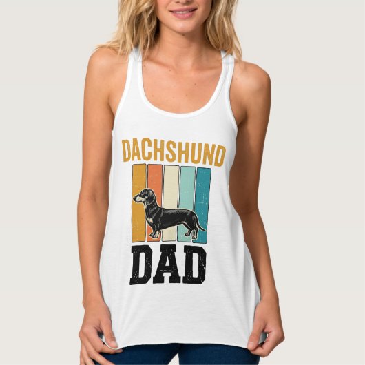 Retro Daschond Papa Hondenliefhebber Vectorontwerp Tanktop (Voorkant)