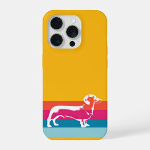 Retro Daschund Silhouet – Kleurrijke Pop-Honden Ku iPhone 15 Pro Case
