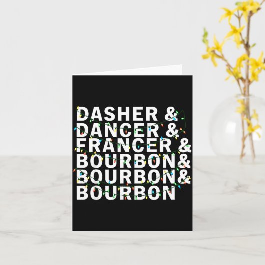 Retro Dasher Dancer Prancer Bourbon Christmas Funn Kaart (Gele Bloem)