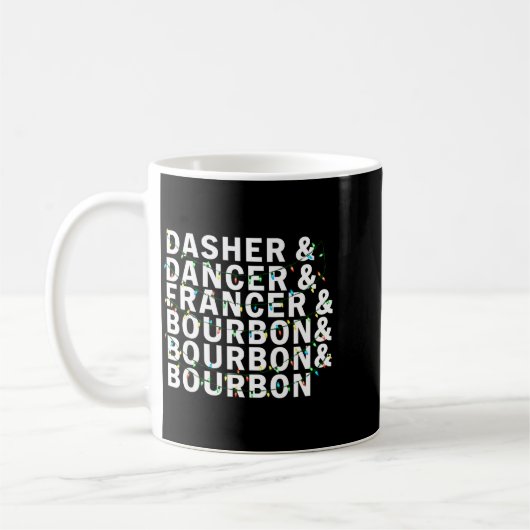 Retro Dasher Dancer Prancer Bourbon Christmas Funn Koffiemok (Links)