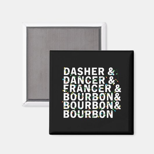 Retro Dasher Dancer Prancer Bourbon Christmas Funn Magneet (Voorkant / Achterkant)