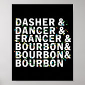 Retro Dasher Dancer Prancer Bourbon Christmas Funn Poster (Voorkant)