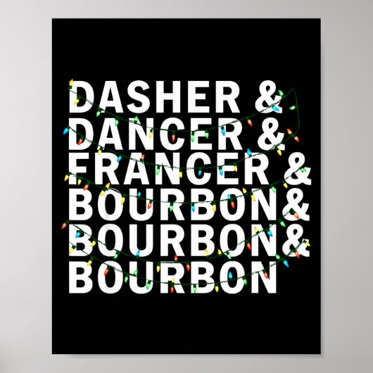 Retro Dasher Dancer Prancer Bourbon Christmas Funn Poster (Voorkant)