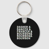 Retro Dasher Dancer Prancer Bourbon Christmas Funn Sleutelhanger (Voorkant)