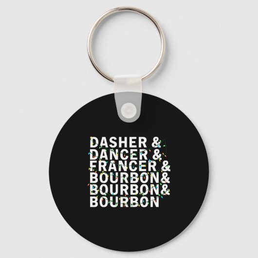 Retro Dasher Dancer Prancer Bourbon Christmas Funn Sleutelhanger (Voorkant)