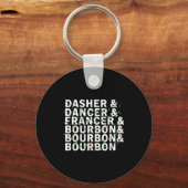 Retro Dasher Dancer Prancer Bourbon Christmas Funn Sleutelhanger (Voorkant)