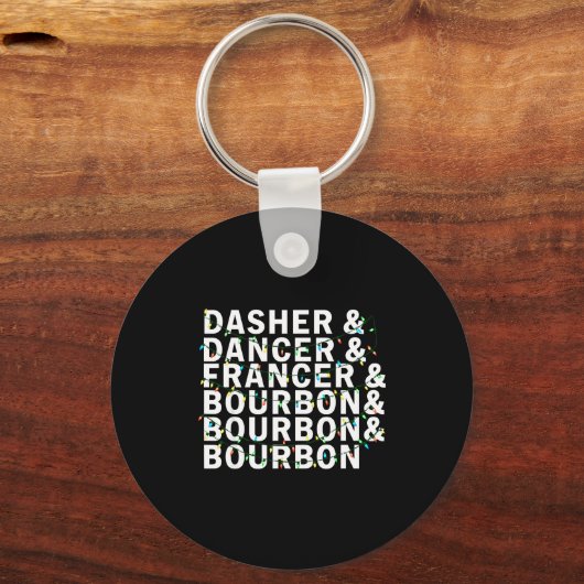 Retro Dasher Dancer Prancer Bourbon Christmas Funn Sleutelhanger (Voorkant)