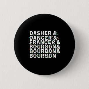 Retro Dasher Danser Prancer Bourbon Kerstmis Pret Ronde Button 5,7 Cm