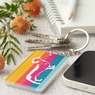 Retro Daslook Silhouet – Kleurrijke Pop-Honden Kun Sleutelhanger