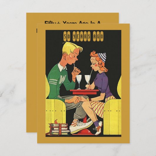 Retro Datum van de pret in een Uitnodiging van het (Voorkant / Achterkant)