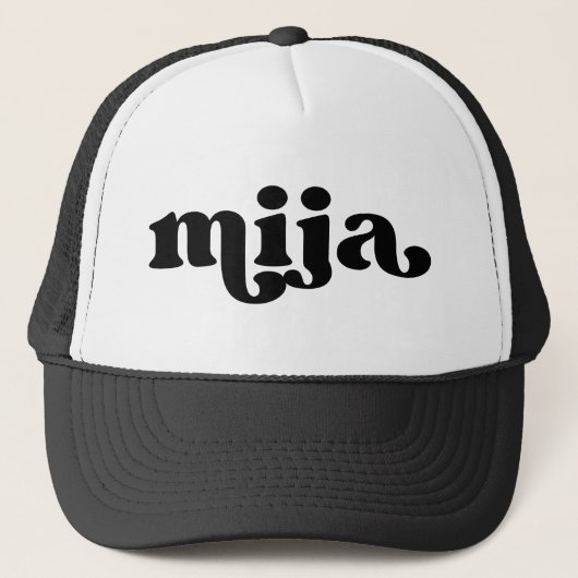 Retro Daughter Black en White Mija Trucker Pet (Voorkant)