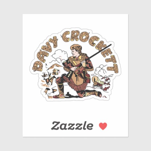 Retro Davy Crockett Sticker (Vel)