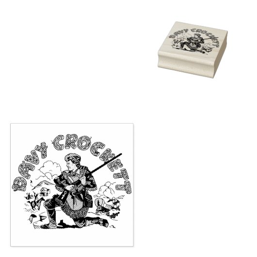 Retro Davy Crockett Wood Art Stamp Rubberstempel (Gestempeld)