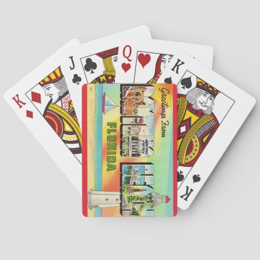 Retro Daytona Beach ansichtkaart speelkaarten (Achterkant)