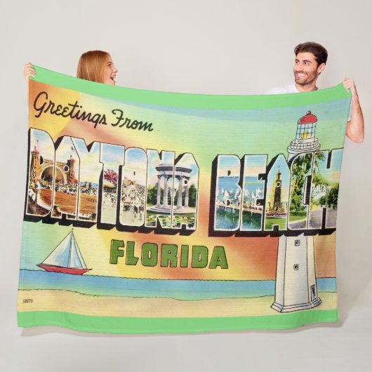 Retro Daytona Beach Worpdeken Fleece Deken (In situ)