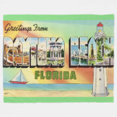 Retro Daytona Beach Worpdeken Fleece Deken (Voorkant (Horizontaal))