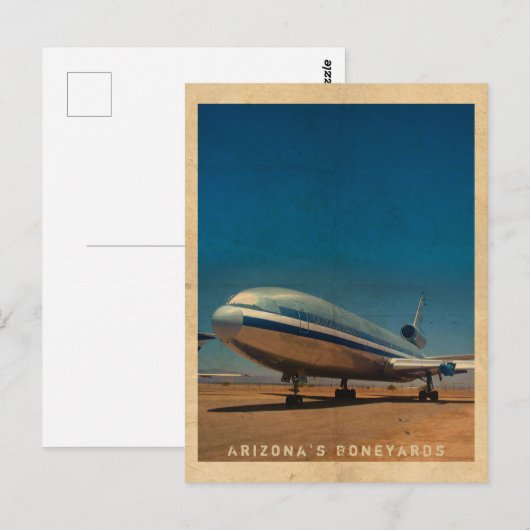 Retro DC10 Briefkaart voor vliegtuigreizen (Voorkant / Achterkant)