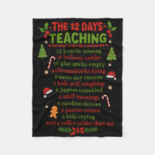 Retro De 12 dagen van kerstmis onderwijs leraar Xm Fleece Deken