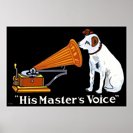 Retro de audio van zijn meesterstem poster (Voorkant)