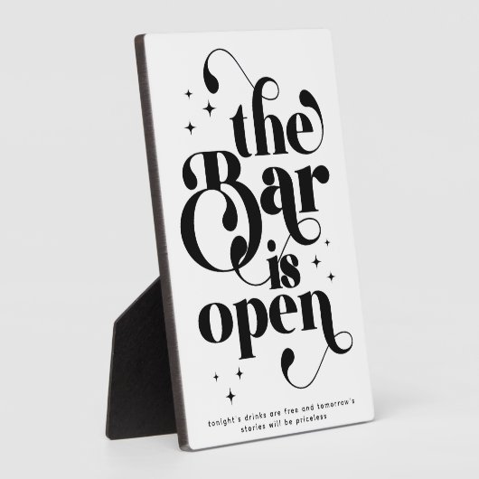 Retro De Bar is Open Typografie Fotoplaat (Zijkant)