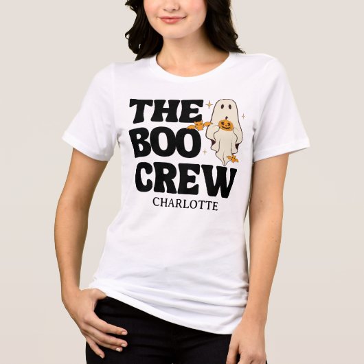 Retro De Boo Crew Spooky Halloween Tri-Blend Shirt (Voorkant)