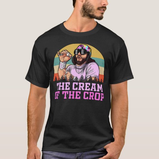 Retro de crème van het gewas t-shirt (Voorkant)