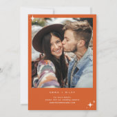 Retro  De datumfoto opslaan | Oranje roze Aankondiging (Achterkant)