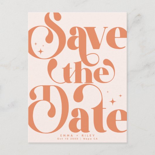 Retro De datumfoto opslaan | terracotta Briefkaart (Voorkant)