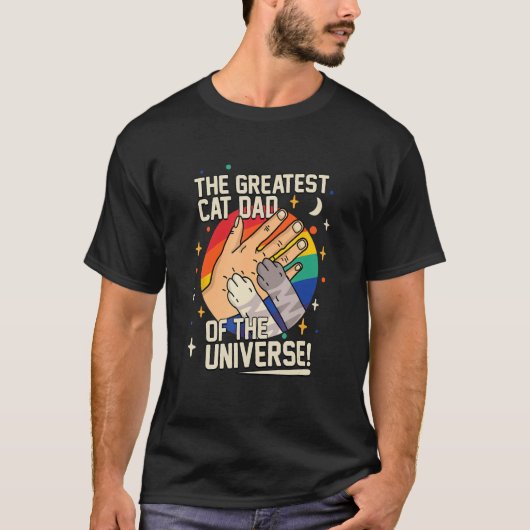 Retro De Grootste Kat Pap van het Universum Vaders T-shirt (Voorkant)
