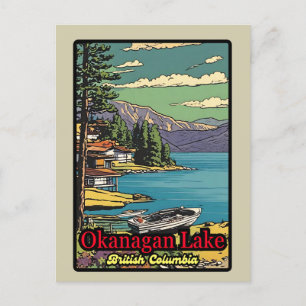 Retro de Okanagan Lake landschap strip 70 Briefkaart