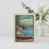 Retro de Okanagan Lake landschap  strip 70 Briefkaart (Staand voorkant)