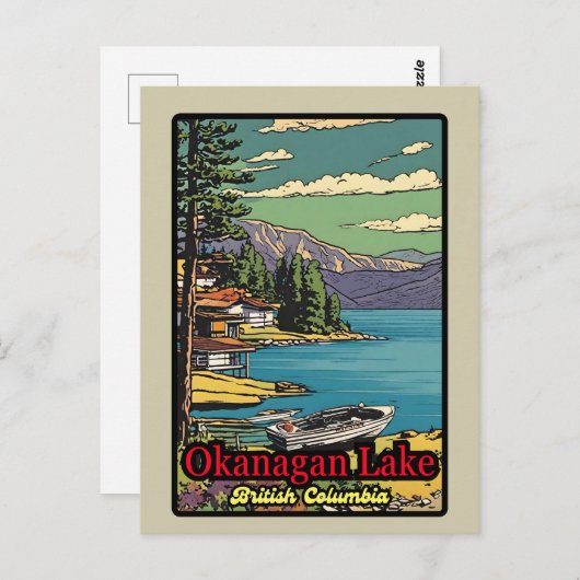 Retro de Okanagan Lake landschap  strip 70 Briefkaart (Voorkant / Achterkant)