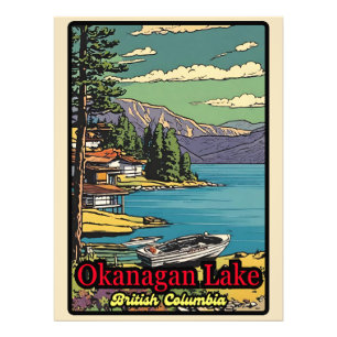 Retro de Okanagan Lake landschap strip 70 Foto Afdruk