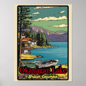 Retro de Okanagan Lake landschap  strip 70 Poster (Voorkant)