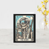 Retro De Skier Tarot Kaart Funny Skeleton Skier Sk (Gele Bloem)