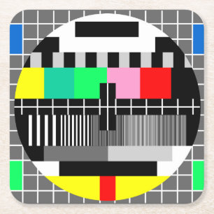 Retro de testscherm van kleurenTV Kartonnen Onderzetters