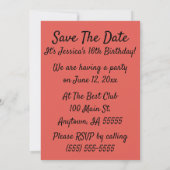 Retro De vrouw in een roze baljurk, Save The Date Kaart (Achterkant)