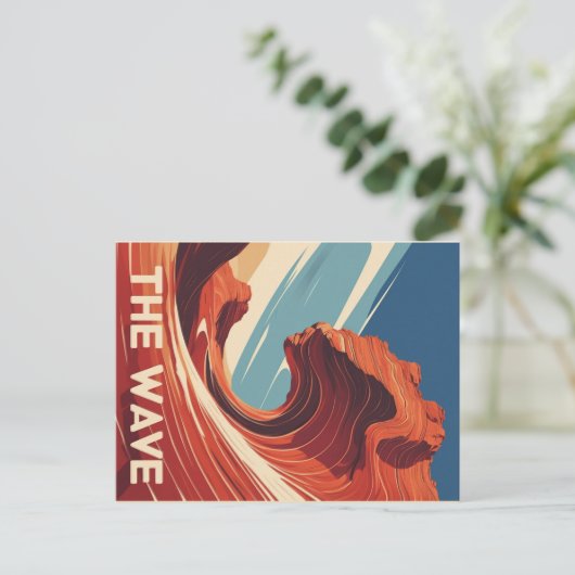 Retro De Wave Rock Formation Woestijn Briefkaart (Staand voorkant)
